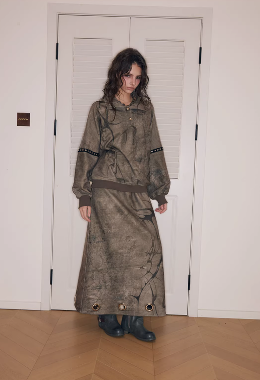 Chrome Riot Studded Hoodie Dress Set