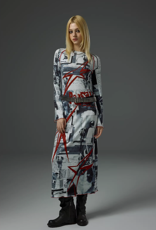 Vintage Ember Contrast Shirt Dress