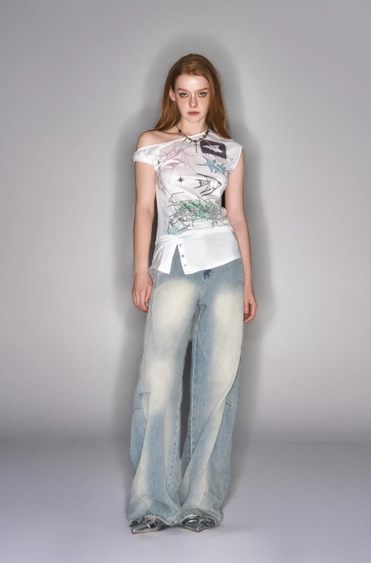 Ivory Edge Asymmetrical Shoulder Tee