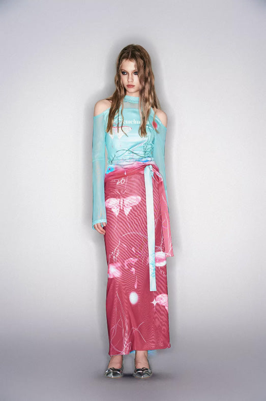 Moon Veil Oriental Mesh Knit Top