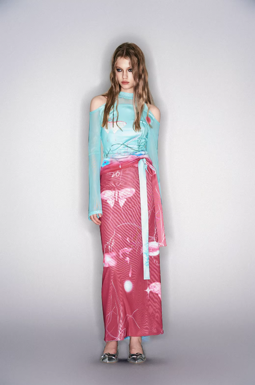 Moon Veil Oriental Mesh Knit Top