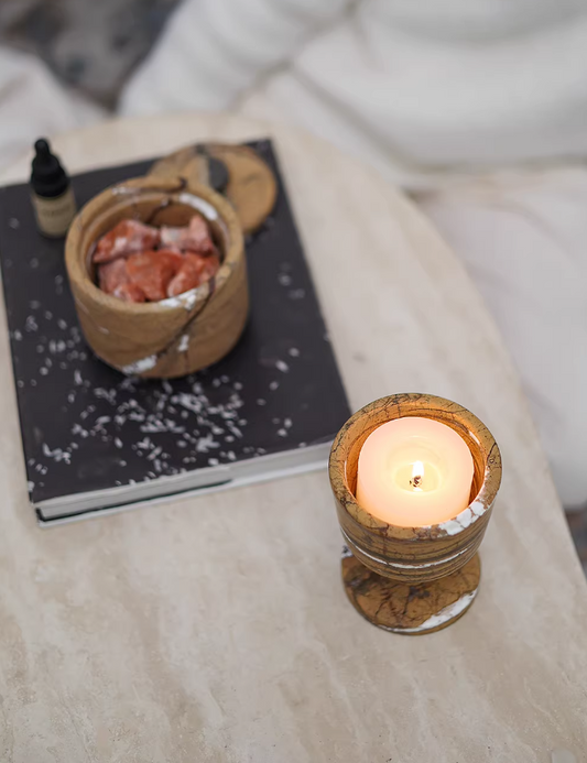 Rainforest Chalice – Stone Crystal Covered Aroma Candle Holder