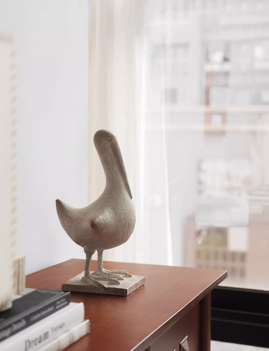 Pelican Reverie – Antique Stone Animal Sculpture