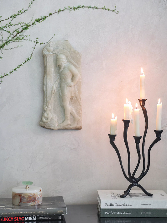 Crimson Muse – French Antique Jade-Style Greek Myth Relief Wall Sculpture