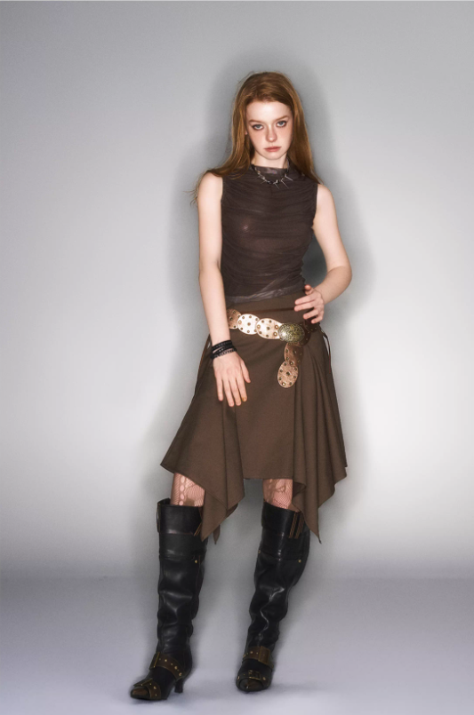 Dustbound Tie-Wrap Midi Skirt