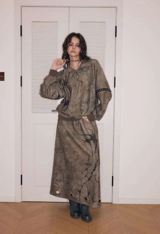 Chrome Riot Studded Hoodie Dress Set