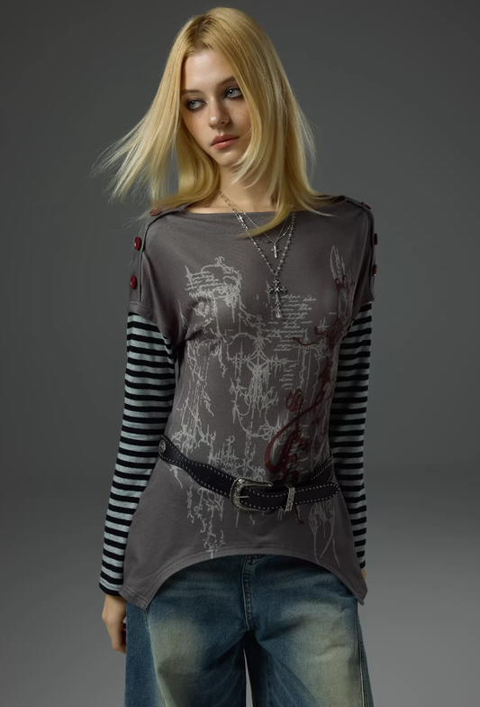 Crimson Static Contrast Stripe Sweatshirt